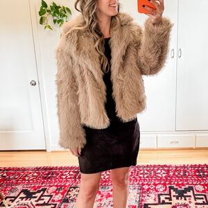 NEW Kate Kasin Cropped Jackets Faux Fur Shaggy Coat Sz SM